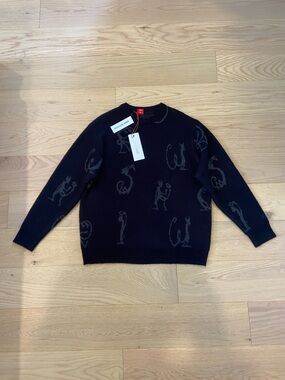 Vintage NWT Worship Supplies Urban Outfitters Black Patterned Sweater Size M